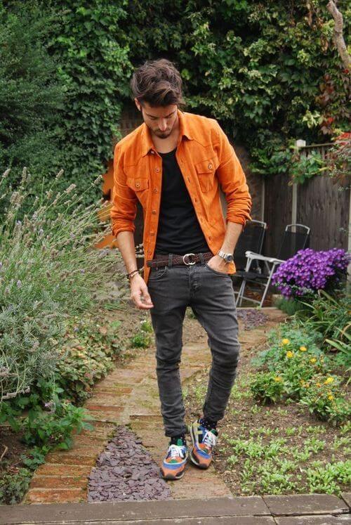 Orange Shirt with Black Jeans