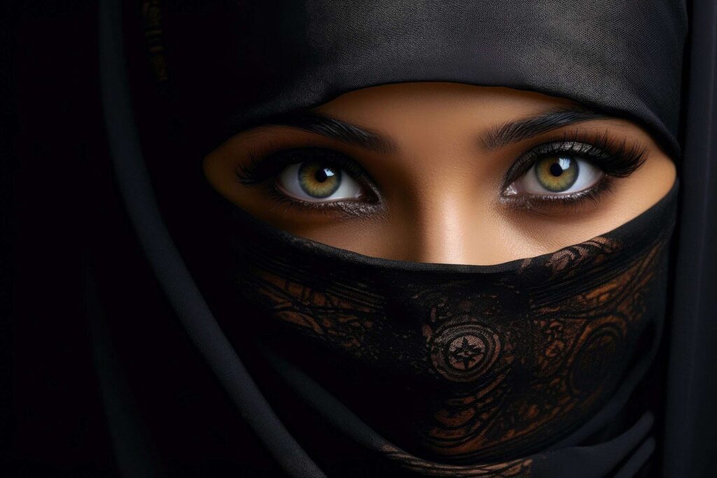 deep eyes look of beautiful muslim arab woman in niqab free photo 2210x1473 1