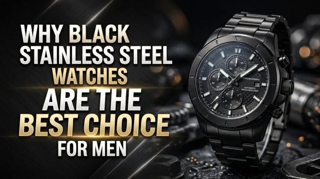 Black stainless steel watch men